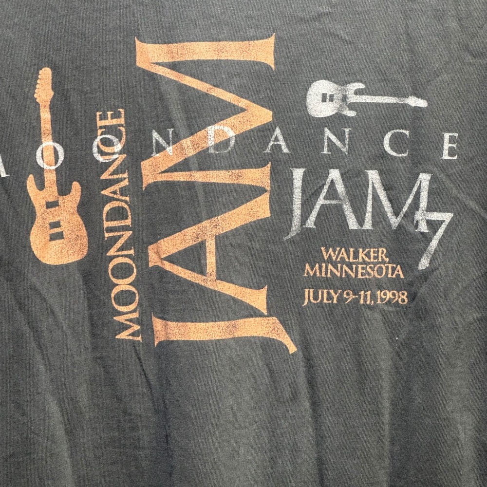 Vintage‎ 1998 Moondance Jam 7 Festival T-Shirt Jerzees Faded Black XL 90s Rock